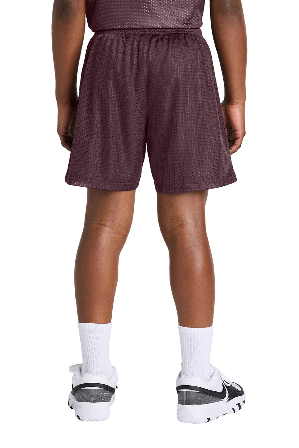 Sport-Tek YST5100 Youth Moisture Wicking Mesh Athletic Shorts Maroon Model Back