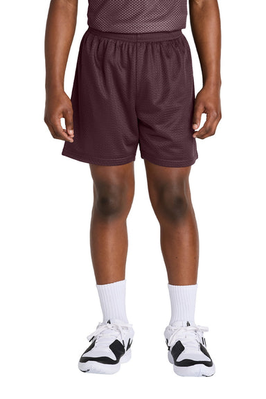 Sport-Tek YST5100 Youth Moisture Wicking Mesh Athletic Shorts Maroon Model Front