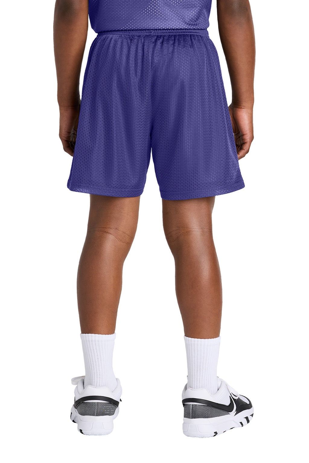 Sport-Tek YST5100 Youth Moisture Wicking Mesh Athletic Shorts Purple Model Back