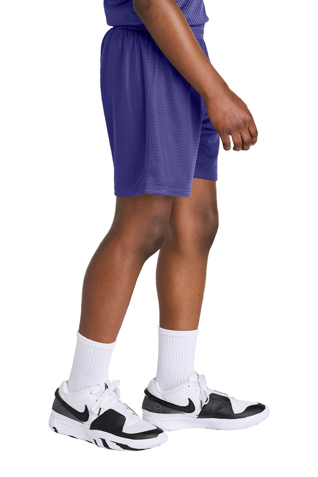 Sport-Tek YST5100 Youth Moisture Wicking Mesh Athletic Shorts Purple Model Side