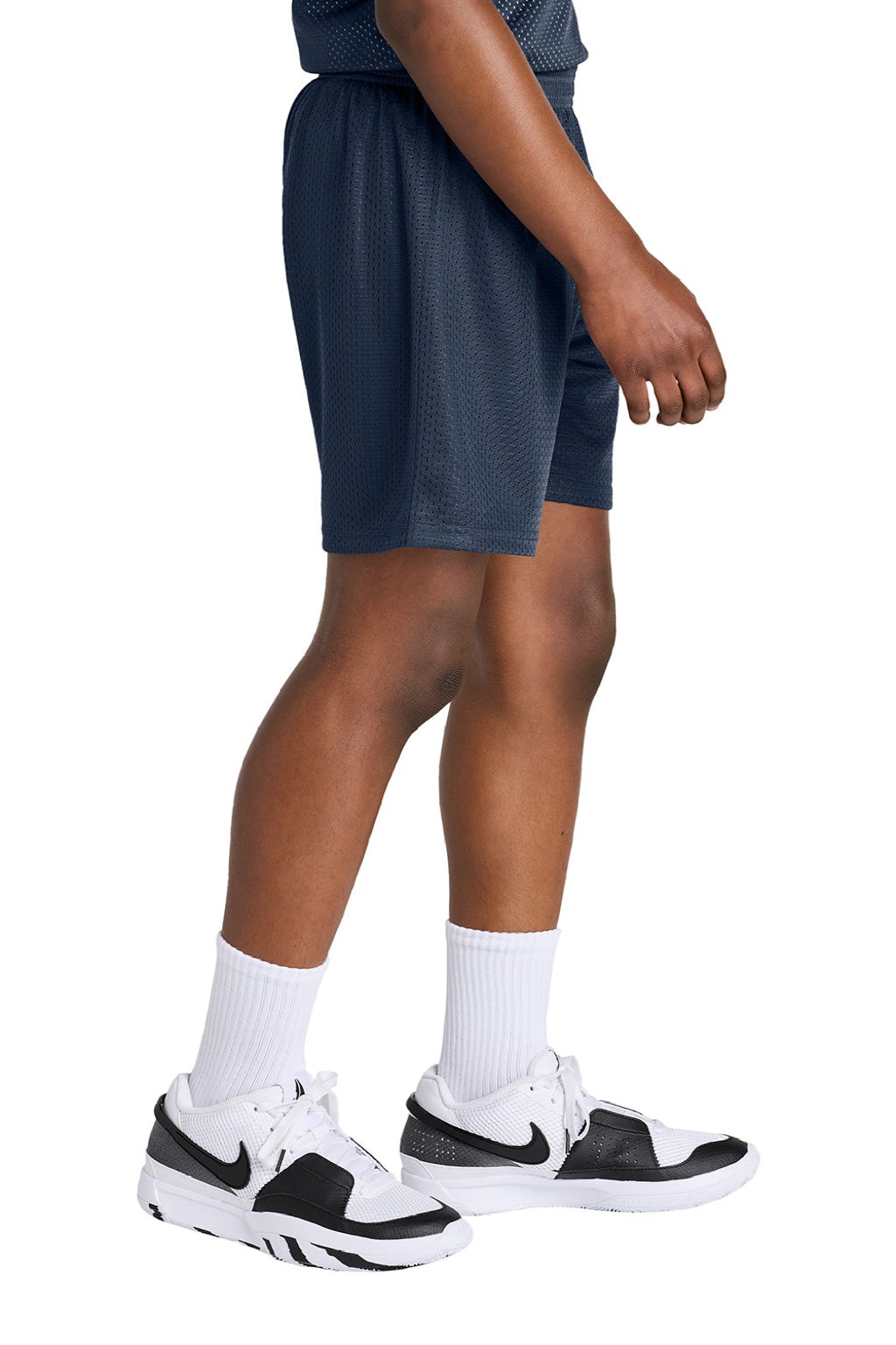 Sport-Tek YST5100 Youth Moisture Wicking Mesh Athletic Shorts True Navy Blue Model Side