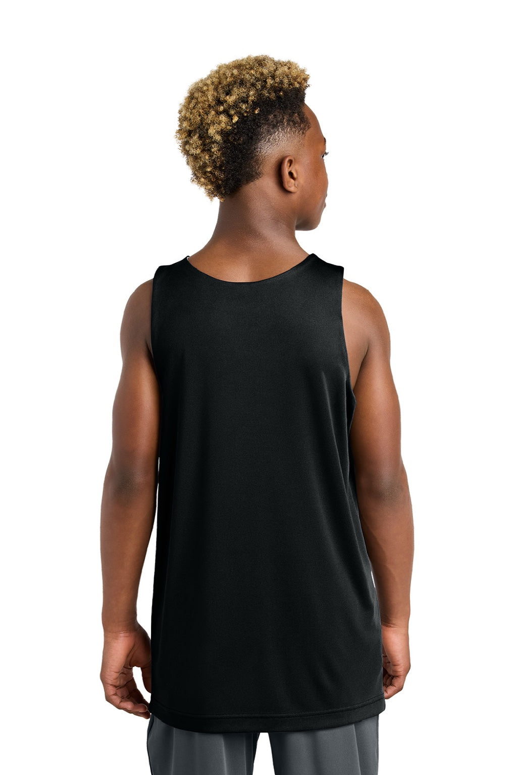 Sport-Tek YST551 Youth Moisture Wicking Competitor Rev Tank Top Black/White Model Back