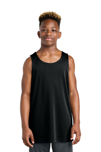 Sport-Tek YST551 Youth Moisture Wicking Competitor Rev Tank Top Black/White Model Front
