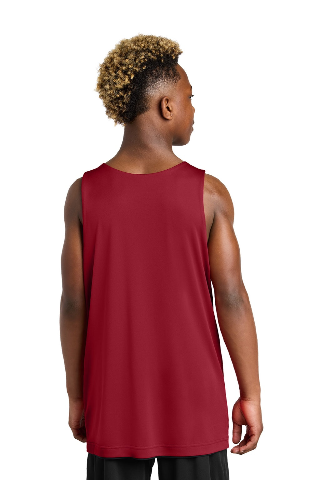 Sport-Tek YST551 Youth Moisture Wicking Competitor Rev Tank Top Deep Red/Black Model Back