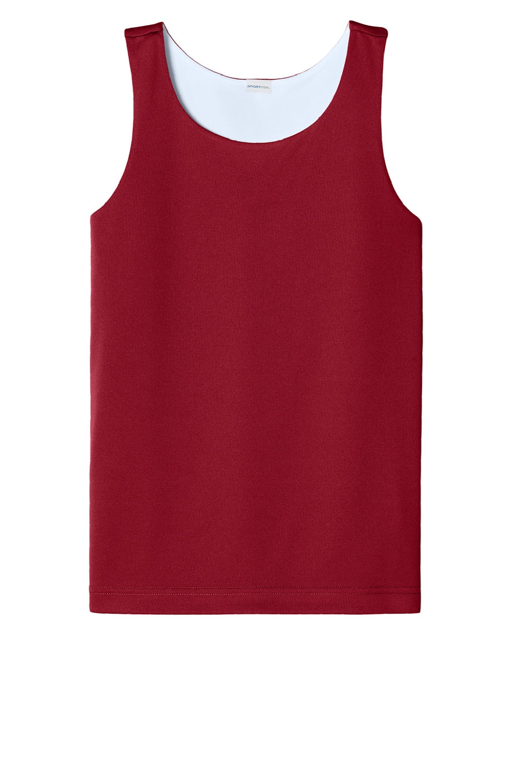 Sport-Tek YST551 Youth Moisture Wicking Competitor Rev Tank Top Deep Red/White Flat Front