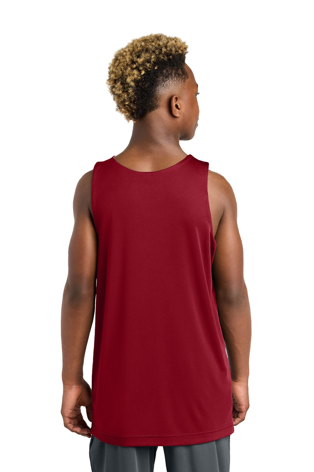 Sport-Tek YST551 Youth Moisture Wicking Competitor Rev Tank Top Deep Red/White Model Back