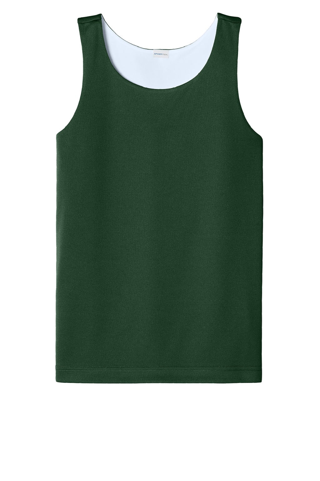 Sport-Tek YST551 Youth Moisture Wicking Competitor Rev Tank Top Forest Green/White Flat Front