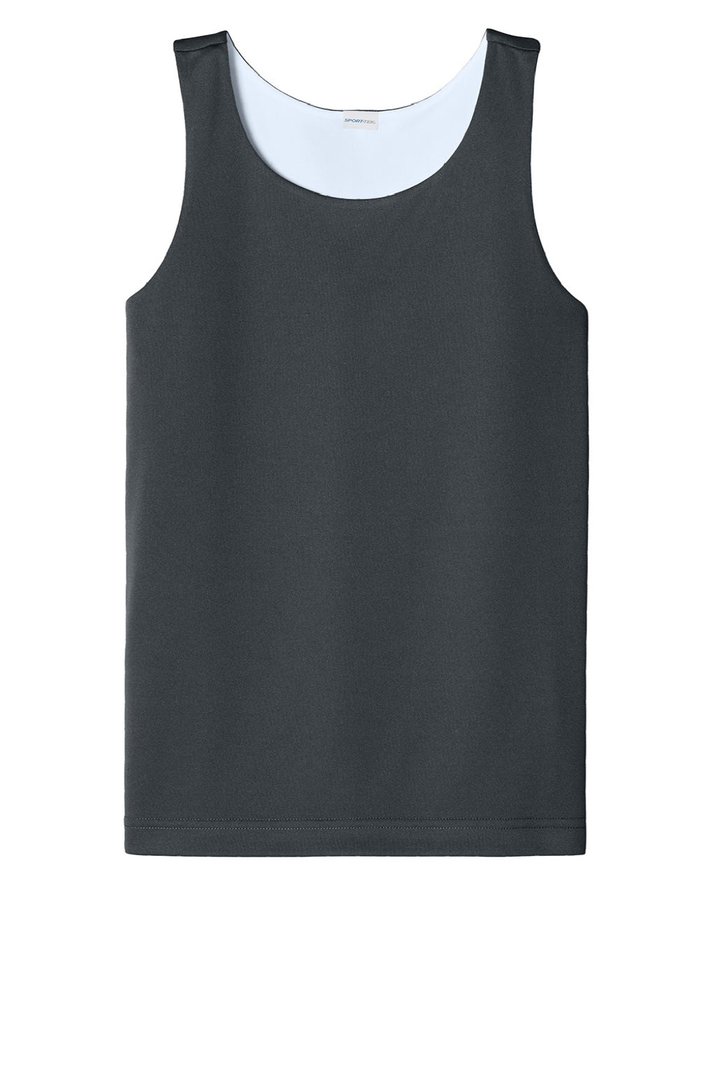 Sport-Tek YST551 Youth Moisture Wicking Competitor Rev Tank Top Iron Grey/White Flat Front