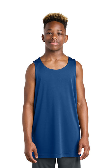 Sport-Tek YST551 Youth Moisture Wicking Competitor Rev Tank Top True Royal Blue/White Model Front