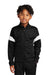 Sport-Tek YST800 Youth Moisture Wicking Travel Full Zip Jacket Black/White Model Front