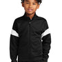 Sport-Tek Youth Moisture Wicking Travel Full Zip Jacket - Black/White