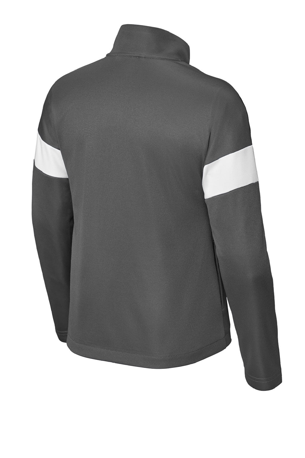 Sport-Tek YST800 Youth Moisture Wicking Travel Full Zip Jacket Iron Grey/White Flat Back