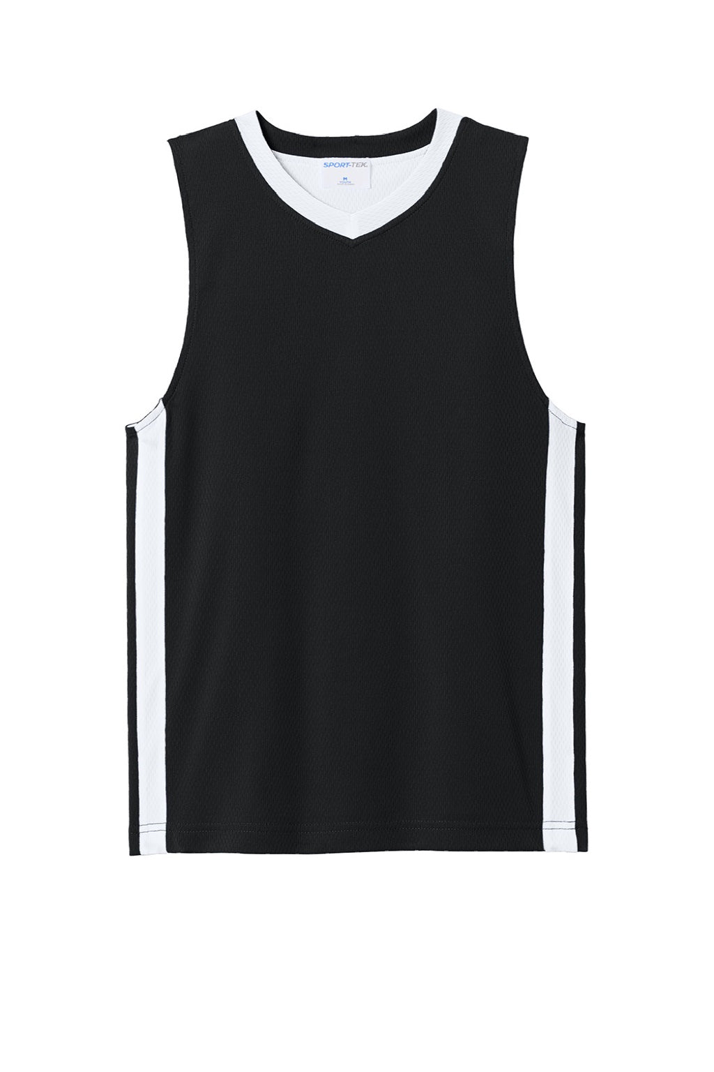 Sport-Tek YST900 Youth Rival Basketball Moisture Wicking Reversible Jersey Tank Top Black/White Flat Front