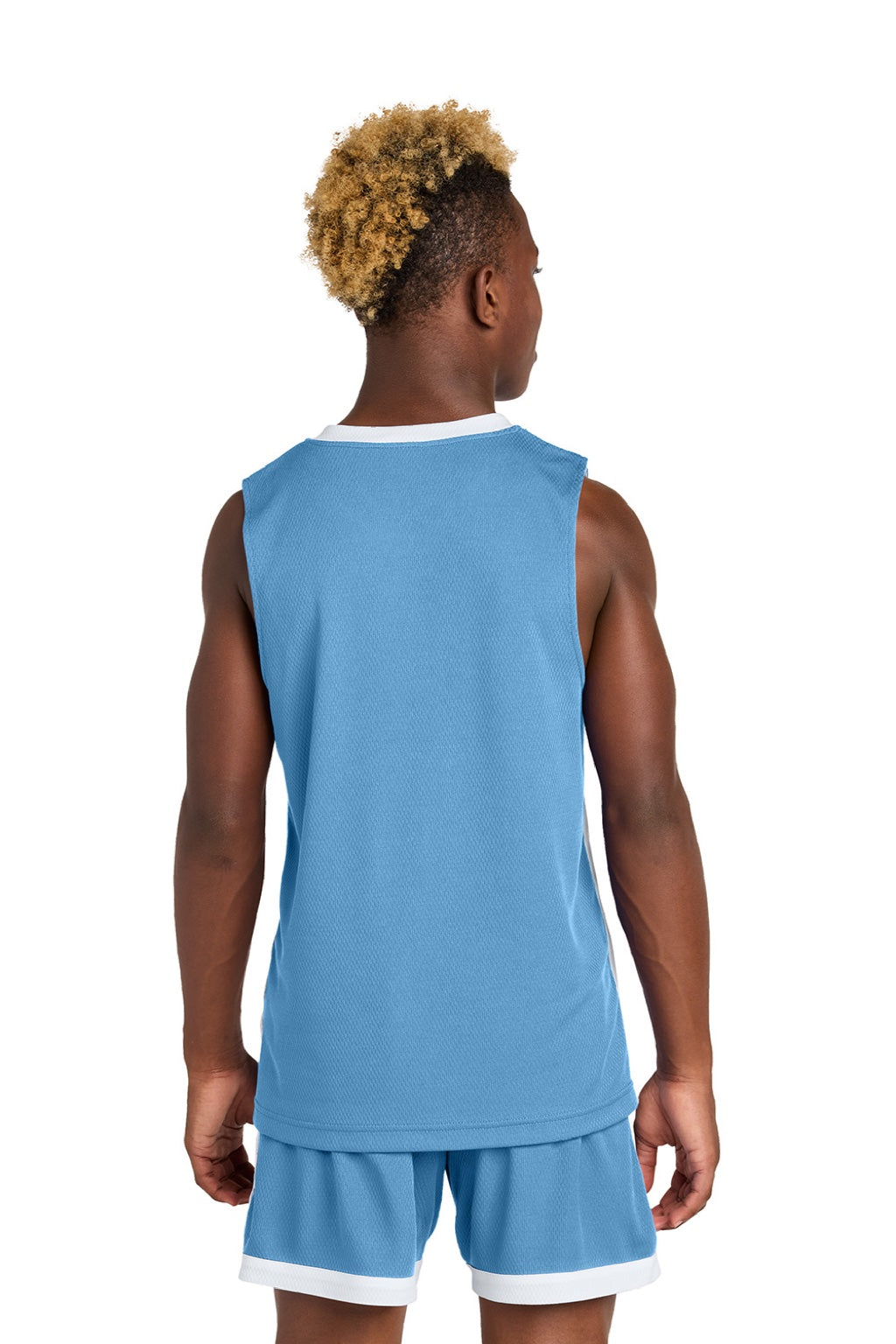 Sport-Tek YST900 Youth Rival Basketball Moisture Wicking Reversible Jersey Tank Top Carolina Blue/White Model Back