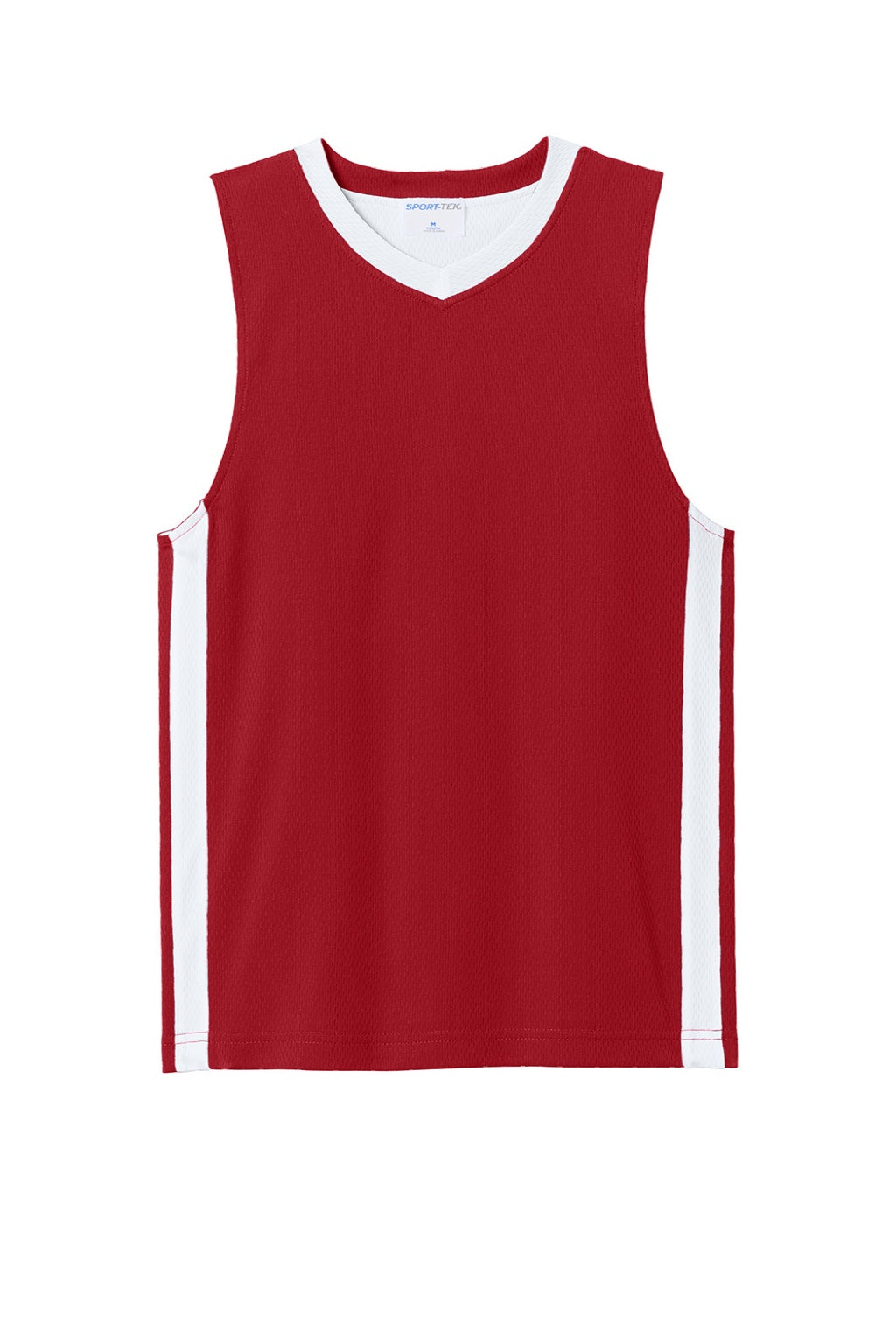 Sport-Tek YST900 Youth Rival Basketball Moisture Wicking Reversible Jersey Tank Top Deep Red/White Flat Front