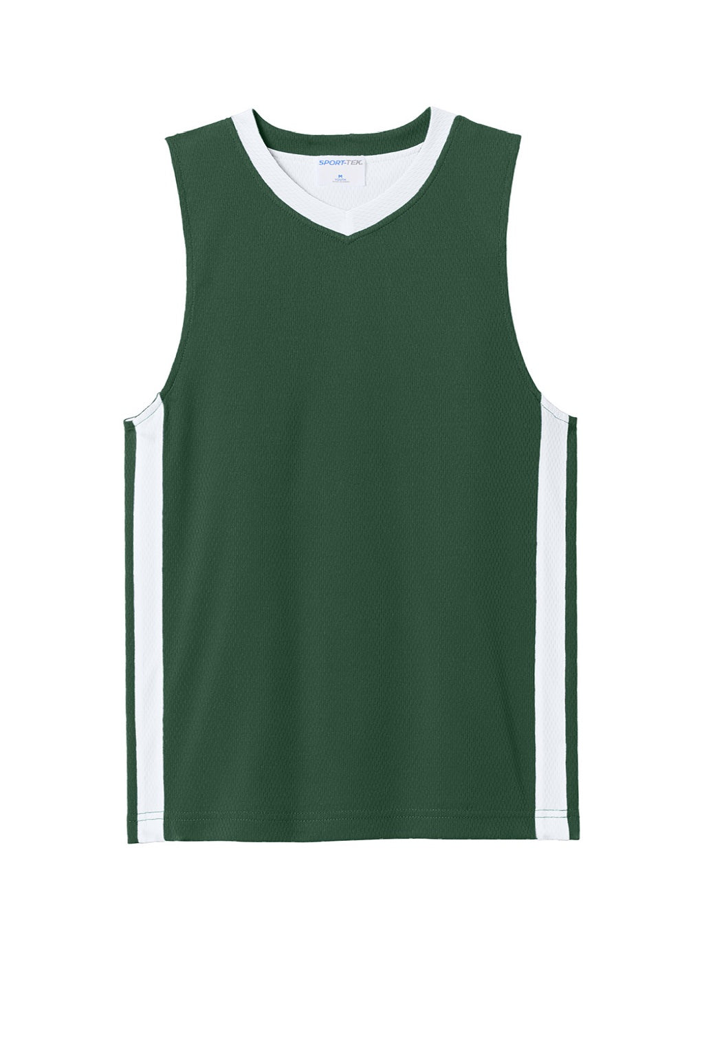 Sport-Tek YST900 Youth Rival Basketball Moisture Wicking Reversible Jersey Tank Top Forest Green/White Flat Front