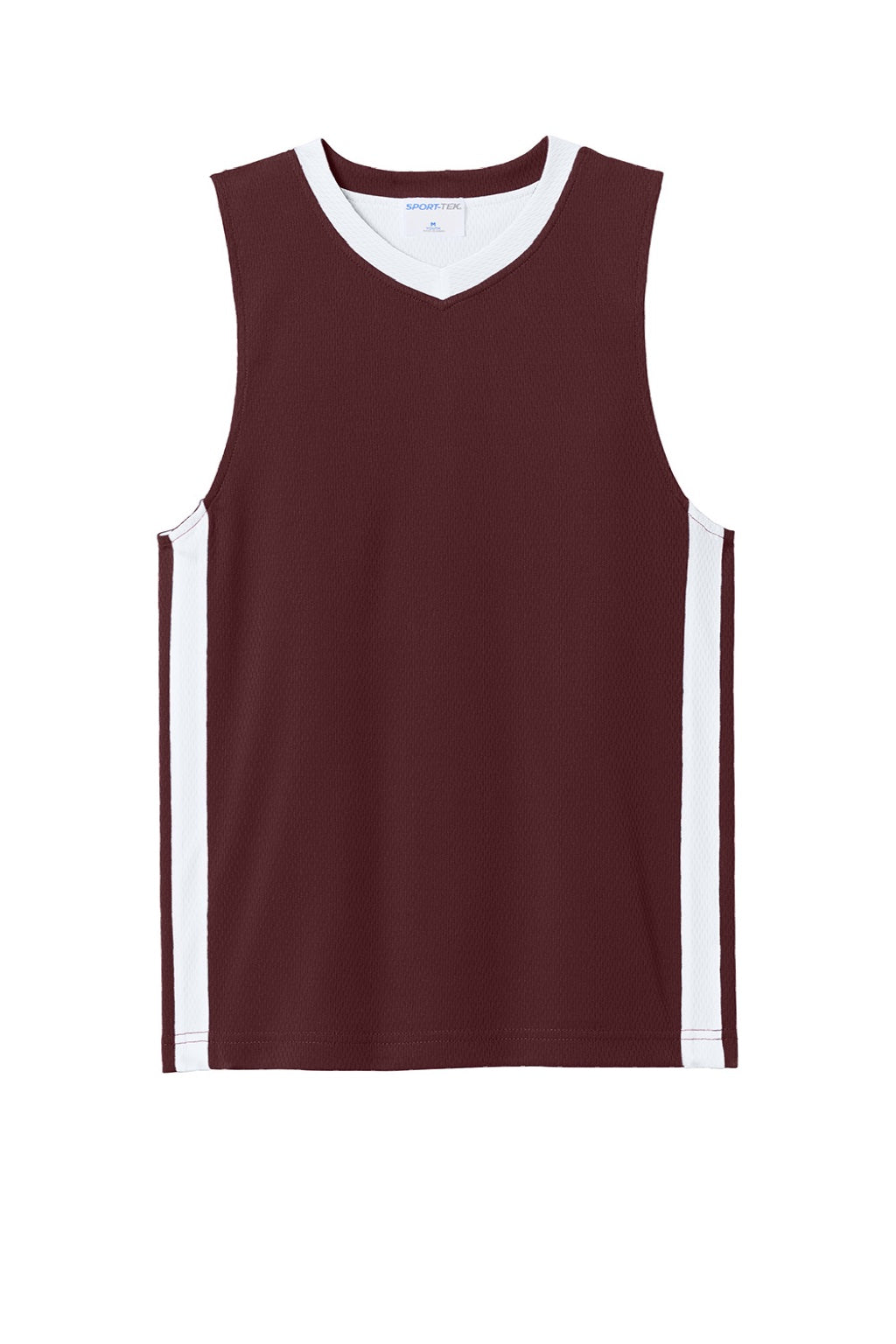 Sport-Tek YST900 Youth Rival Basketball Moisture Wicking Reversible Jersey Tank Top Maroon/White Flat Front