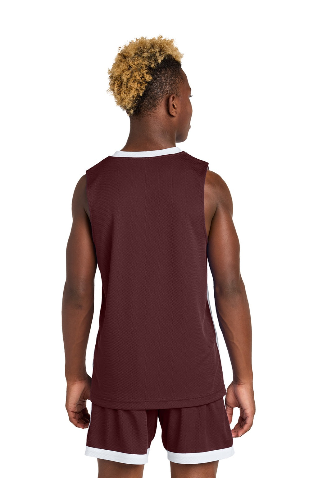 Sport-Tek YST900 Youth Rival Basketball Moisture Wicking Reversible Jersey Tank Top Maroon/White Model Back