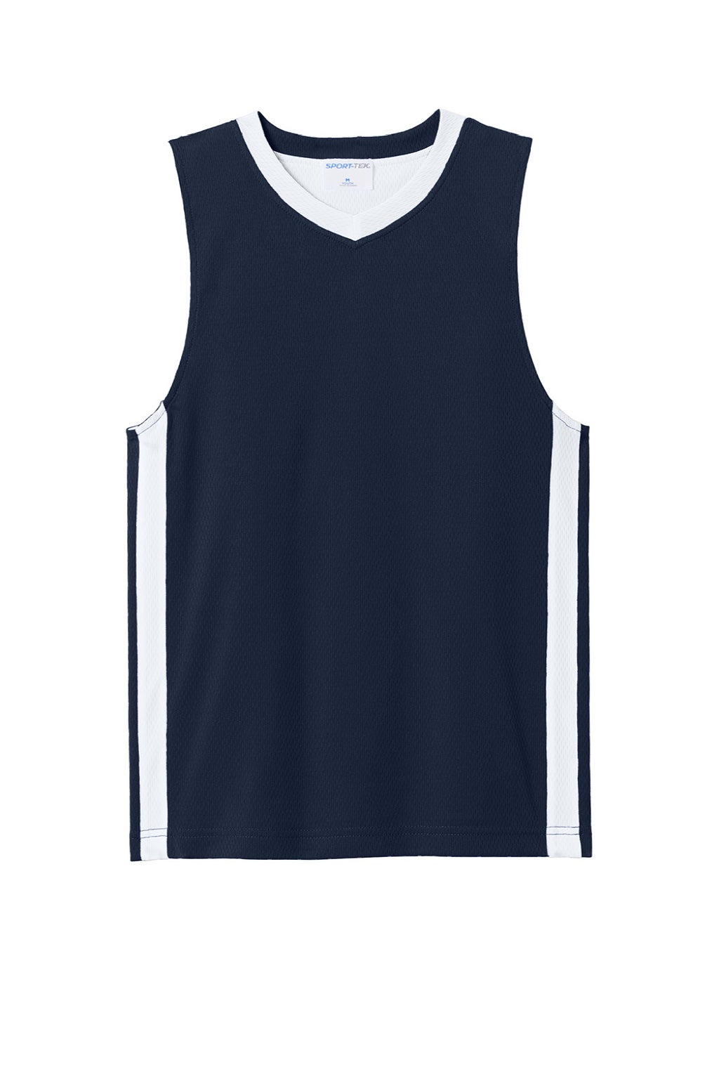 Sport-Tek YST900 Youth Rival Basketball Moisture Wicking Reversible Jersey Tank Top True Navy Blue/White Flat Front