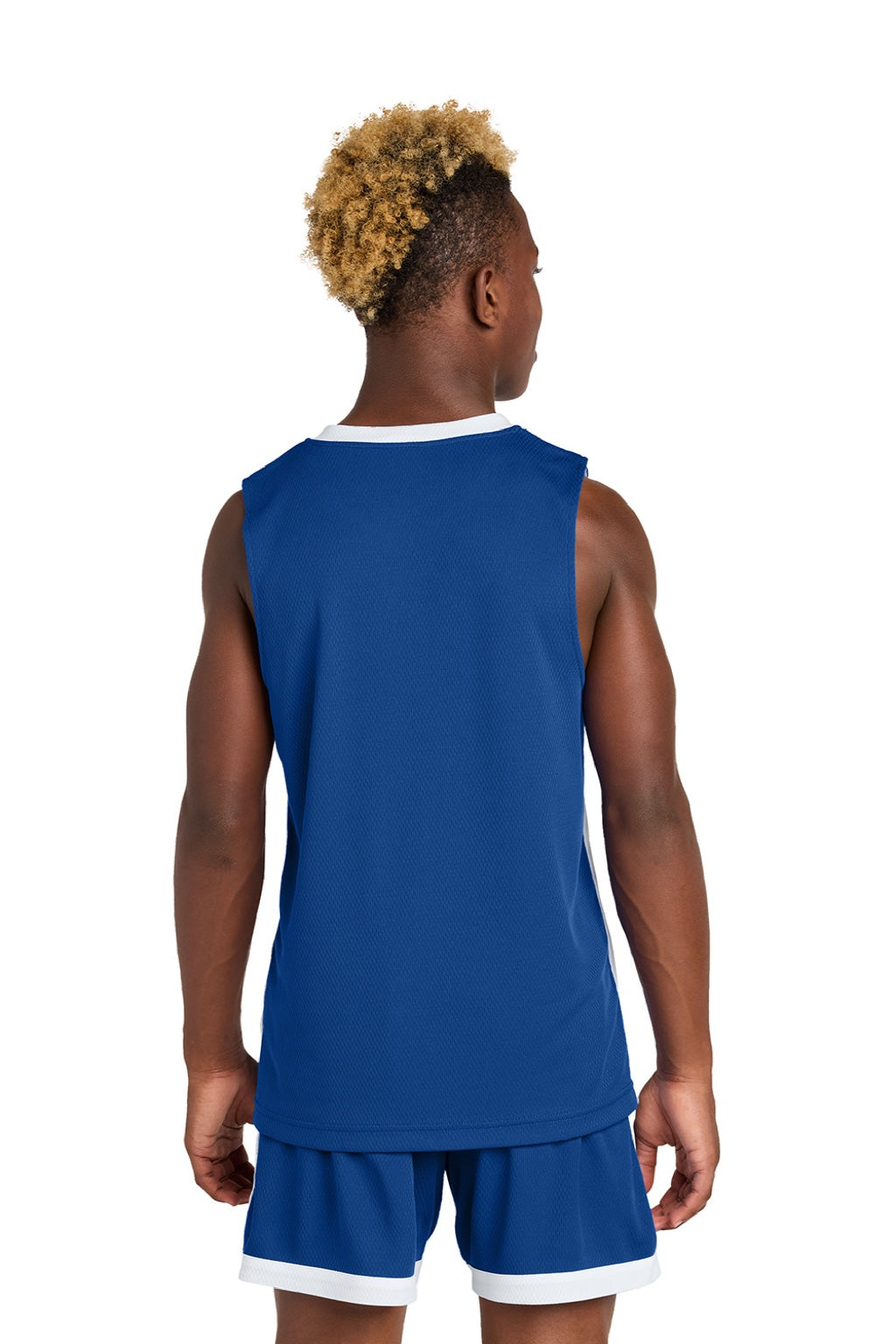 Sport-Tek YST900 Youth Rival Basketball Moisture Wicking Reversible Jersey Tank Top True Royal Blue/White Model Back
