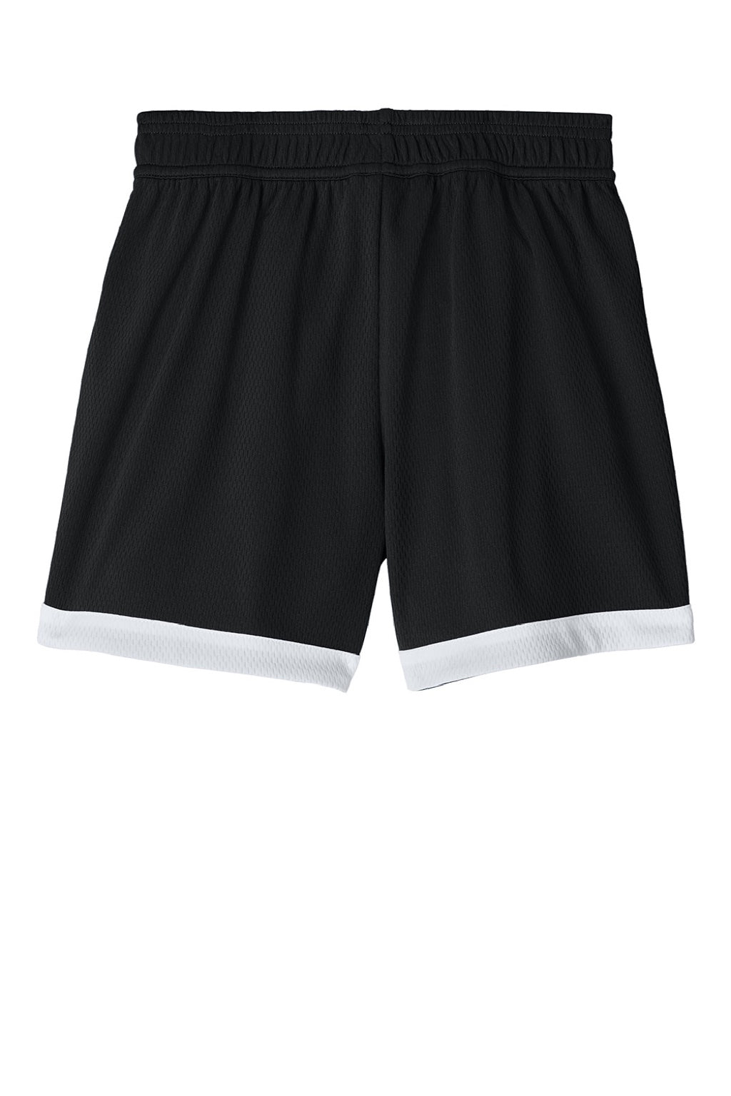 Sport-Tek YST901 Youth Rival Moisture Wicking Basketball Shorts Black/White Flat Back
