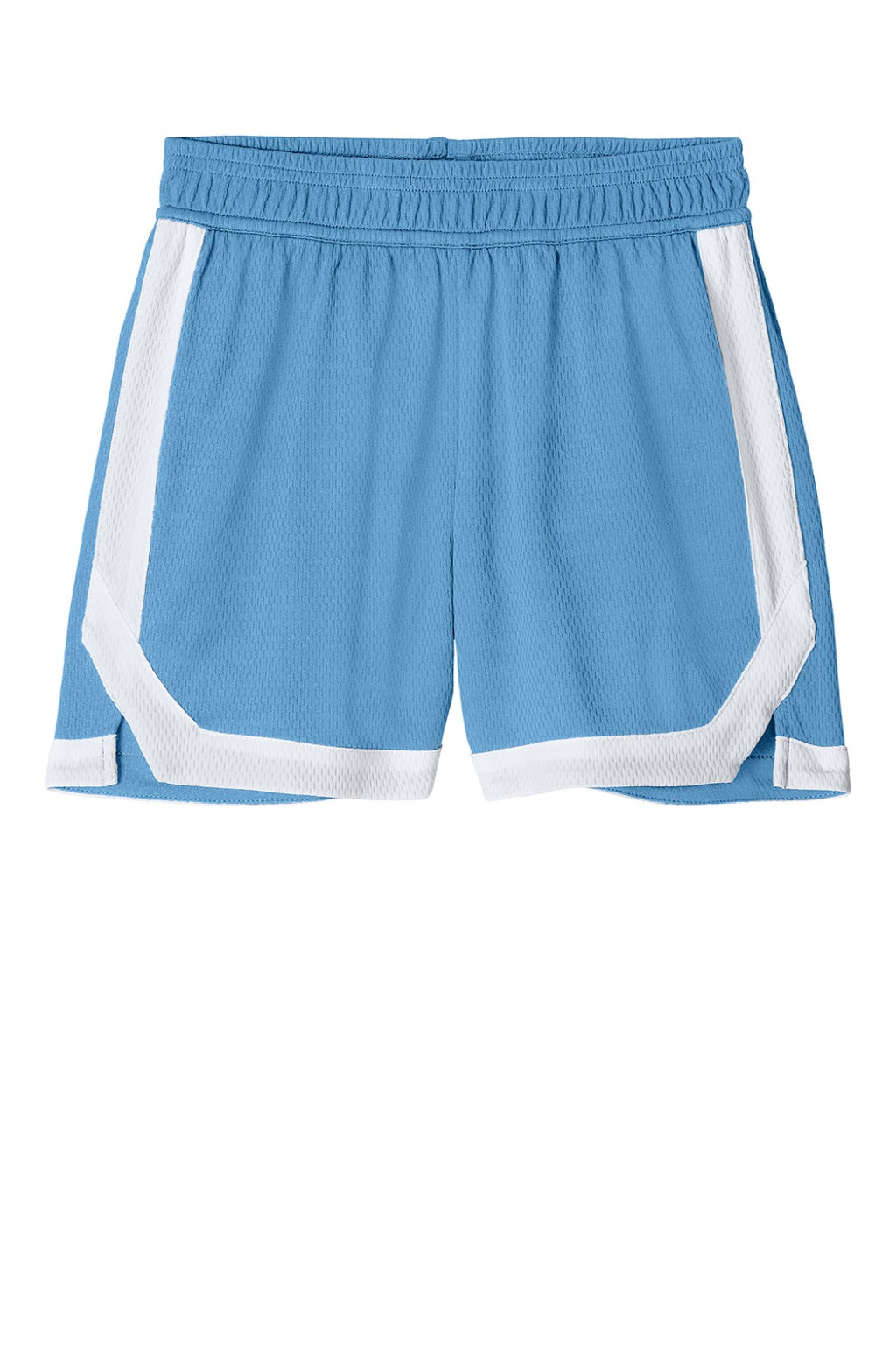 Sport-Tek YST901 Youth Rival Moisture Wicking Basketball Shorts Carolina Blue/White Flat Front