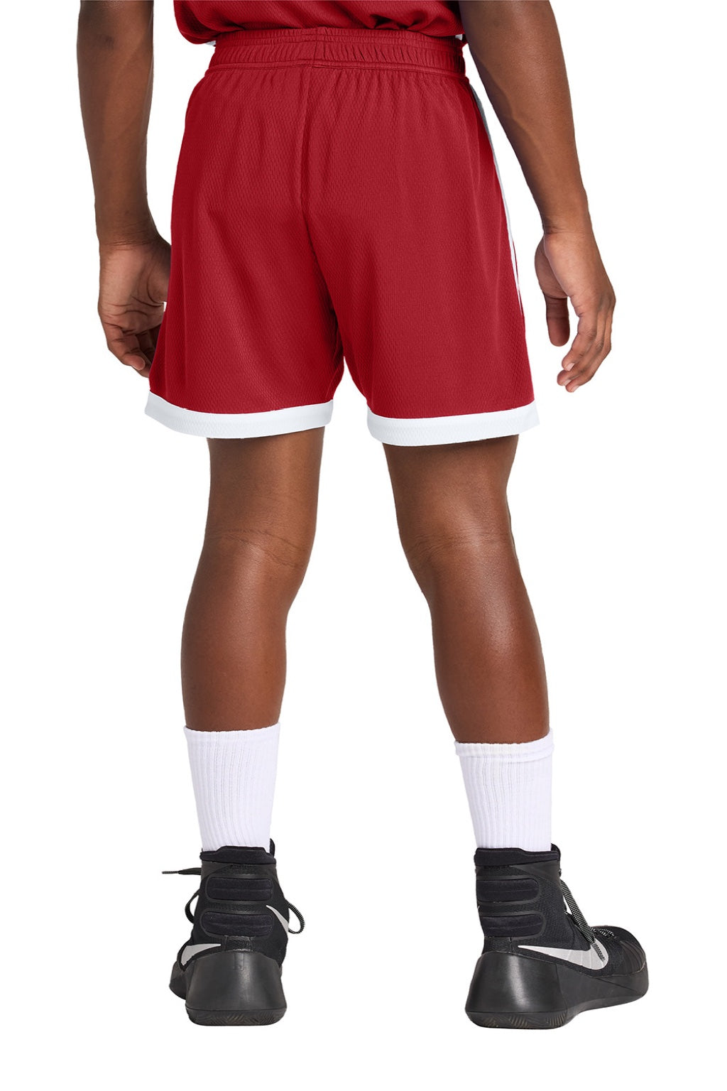 Sport-Tek YST901 Youth Rival Moisture Wicking Basketball Shorts Deep Red/White Model Back