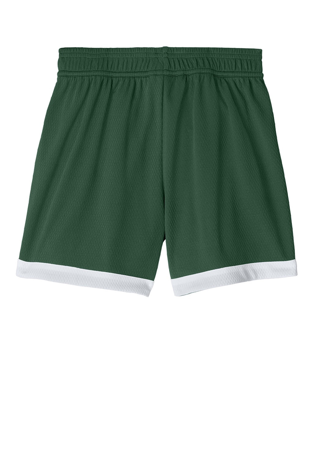 Sport-Tek YST901 Youth Rival Moisture Wicking Basketball Shorts Forest Green/White Flat Back