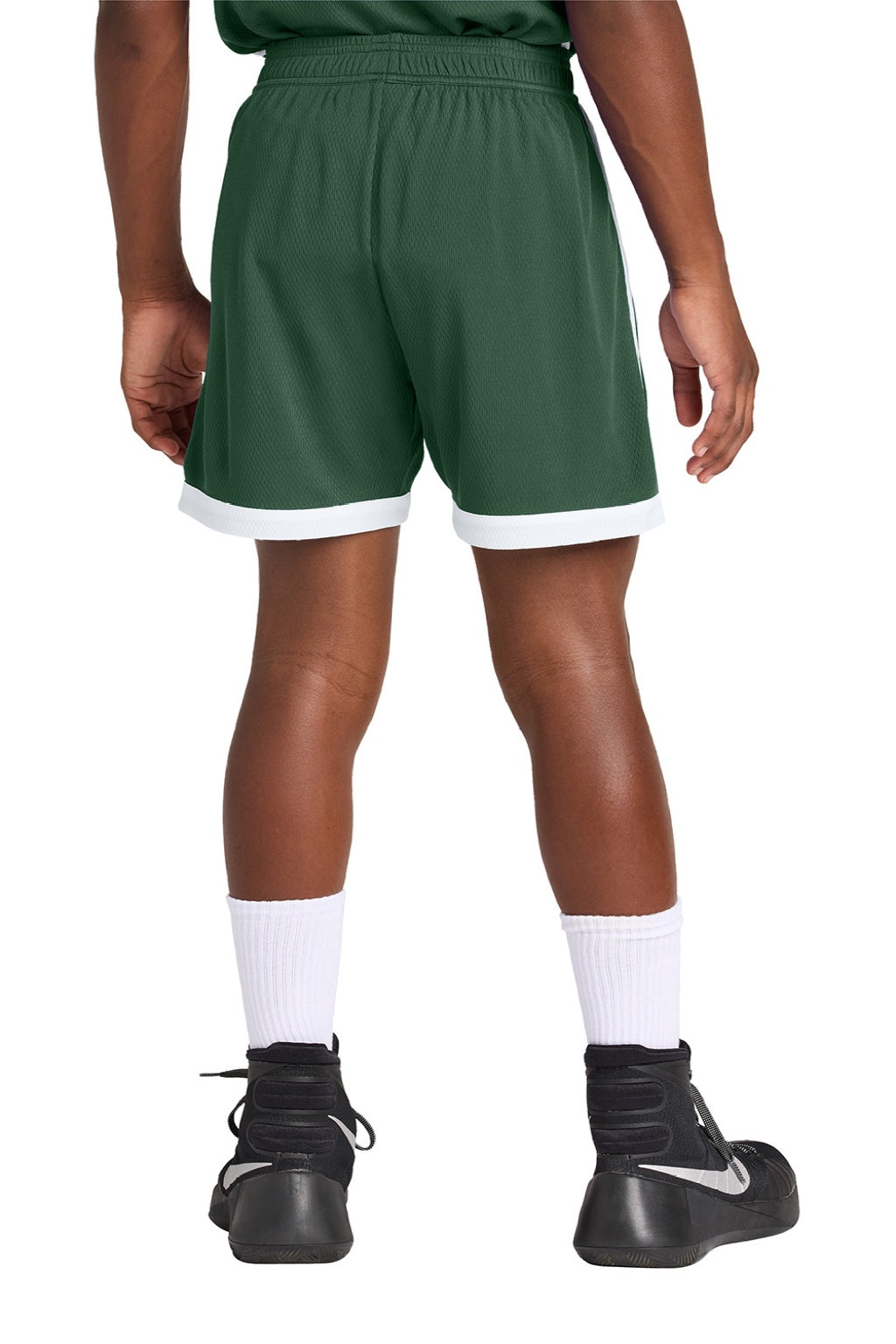 Sport-Tek YST901 Youth Rival Moisture Wicking Basketball Shorts Forest Green/White Model Back