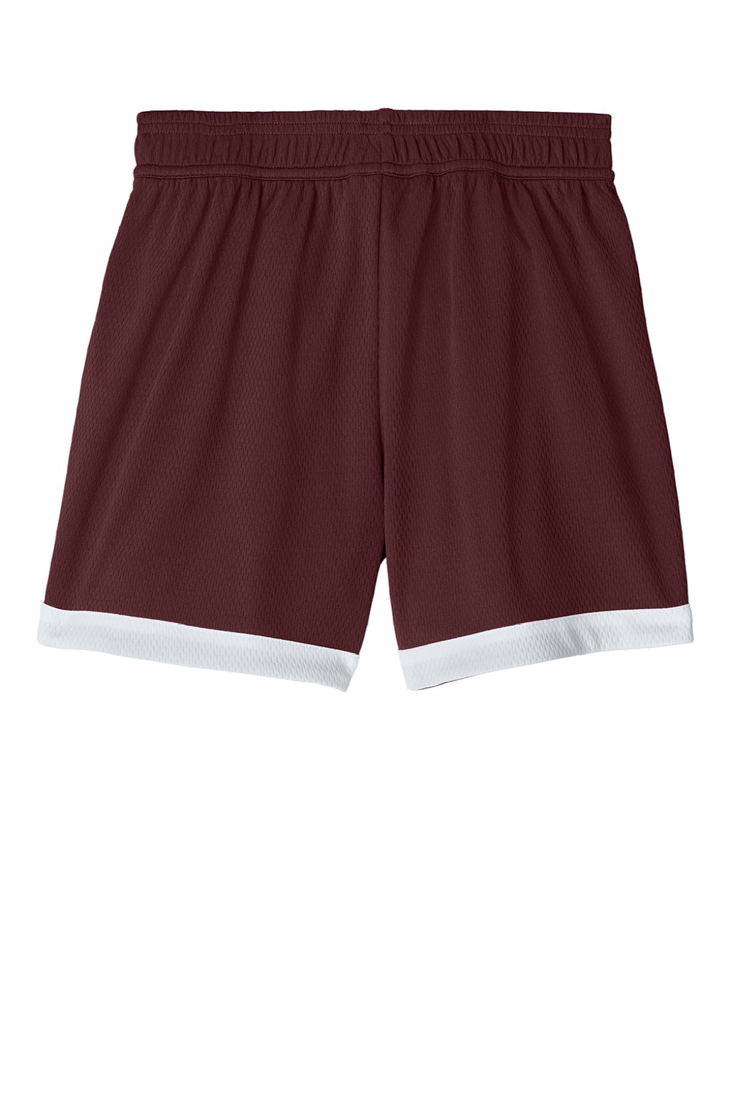 Sport-Tek YST901 Youth Rival Moisture Wicking Basketball Shorts Maroon/White Flat Back