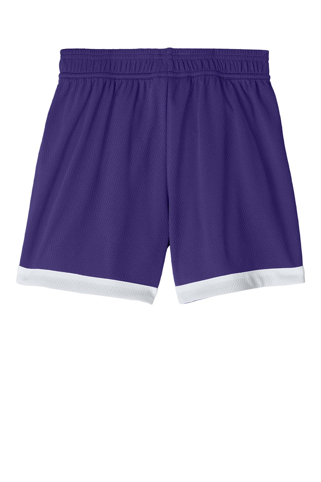 Sport-Tek YST901 Youth Rival Moisture Wicking Basketball Shorts Purple/White Flat Back