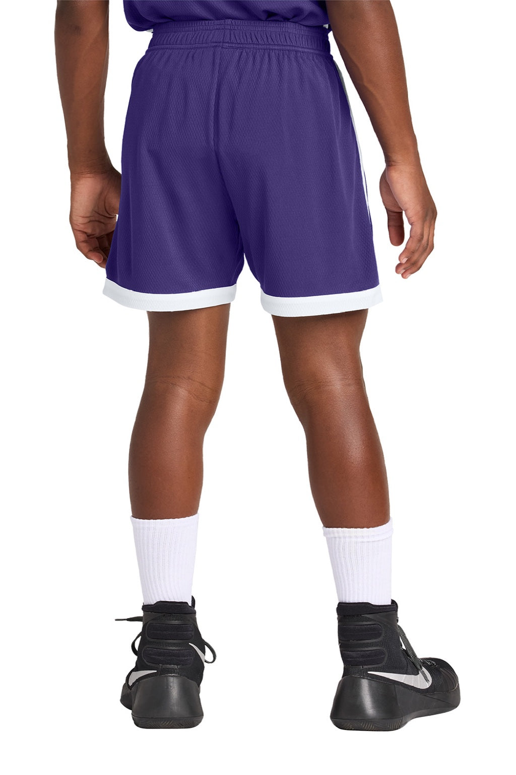 Sport-Tek YST901 Youth Rival Moisture Wicking Basketball Shorts Purple/White Model Back