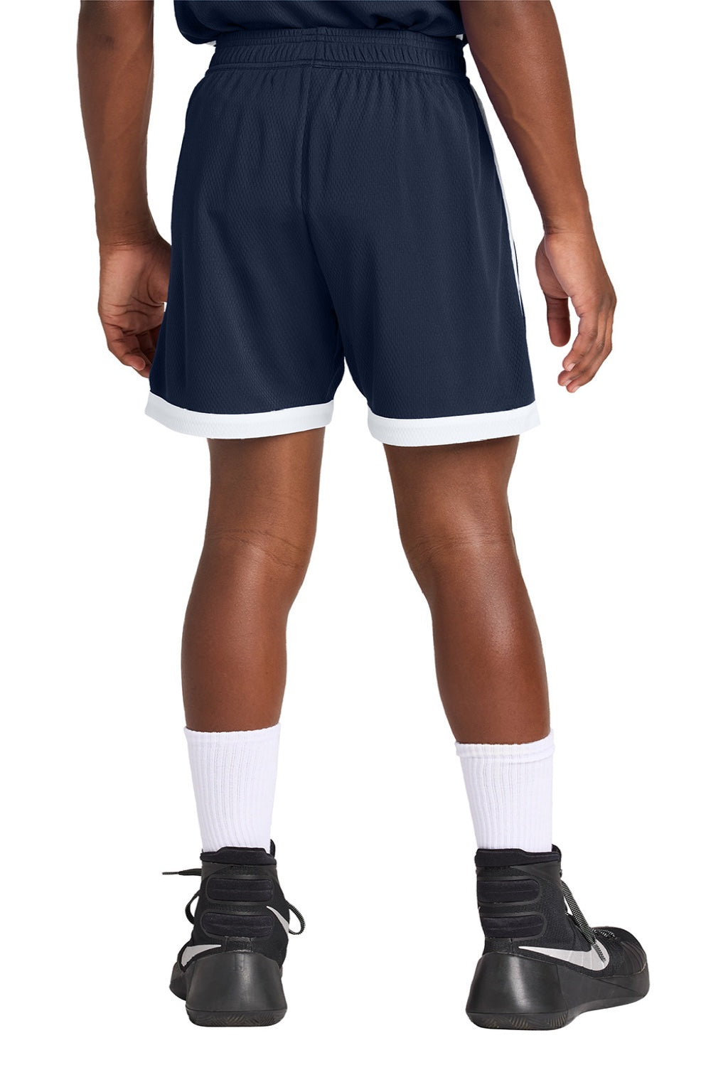 Sport-Tek YST901 Youth Rival Moisture Wicking Basketball Shorts True Navy Blue/White Model Back
