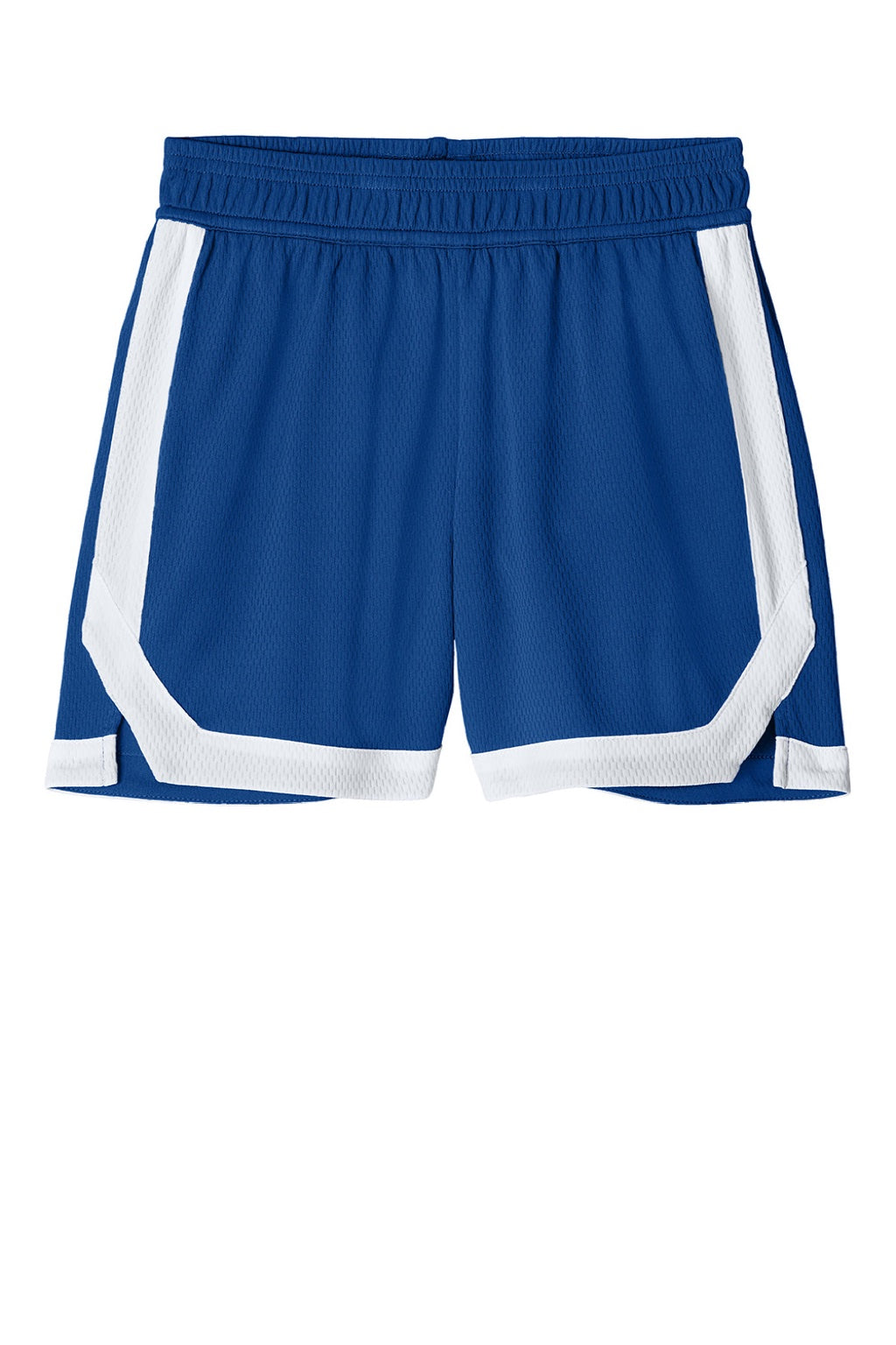 Sport-Tek YST901 Youth Rival Moisture Wicking Basketball Shorts True Royal Blue/White Flat Front
