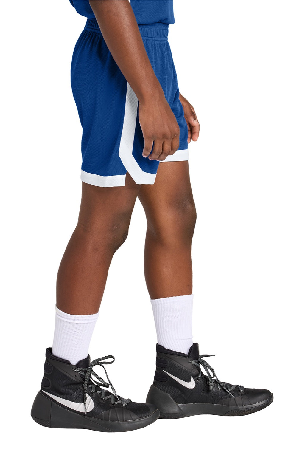 Sport-Tek YST901 Youth Rival Moisture Wicking Basketball Shorts True Royal Blue/White Model Side