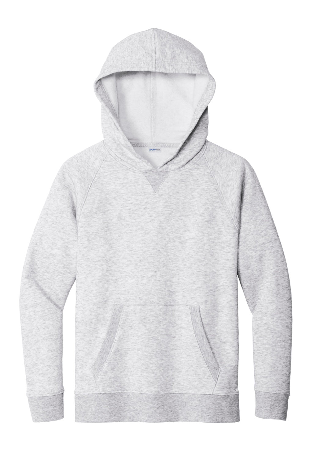 Sport-Tek YSTF200 Youth Drive Fleece Hooded Sweatshirt Hoodie w/ Pouch Pocket Heather Grey Flat Front