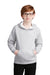 Sport-Tek YSTF200 Youth Drive Fleece Hooded Sweatshirt Hoodie w/ Pouch Pocket Heather Grey Model Front