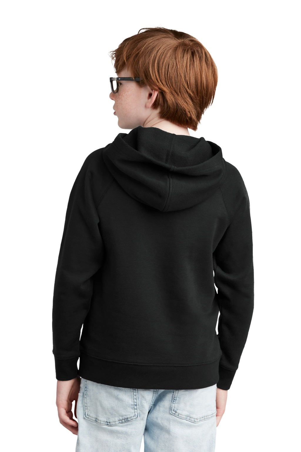 Sport-Tek YSTF200 Youth Drive Fleece Hooded Sweatshirt Hoodie w/ Pouch Pocket Black Model Back