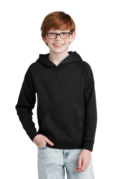 Sport-Tek YSTF200 Youth Drive Fleece Hooded Sweatshirt Hoodie w/ Pouch Pocket Black Model Front