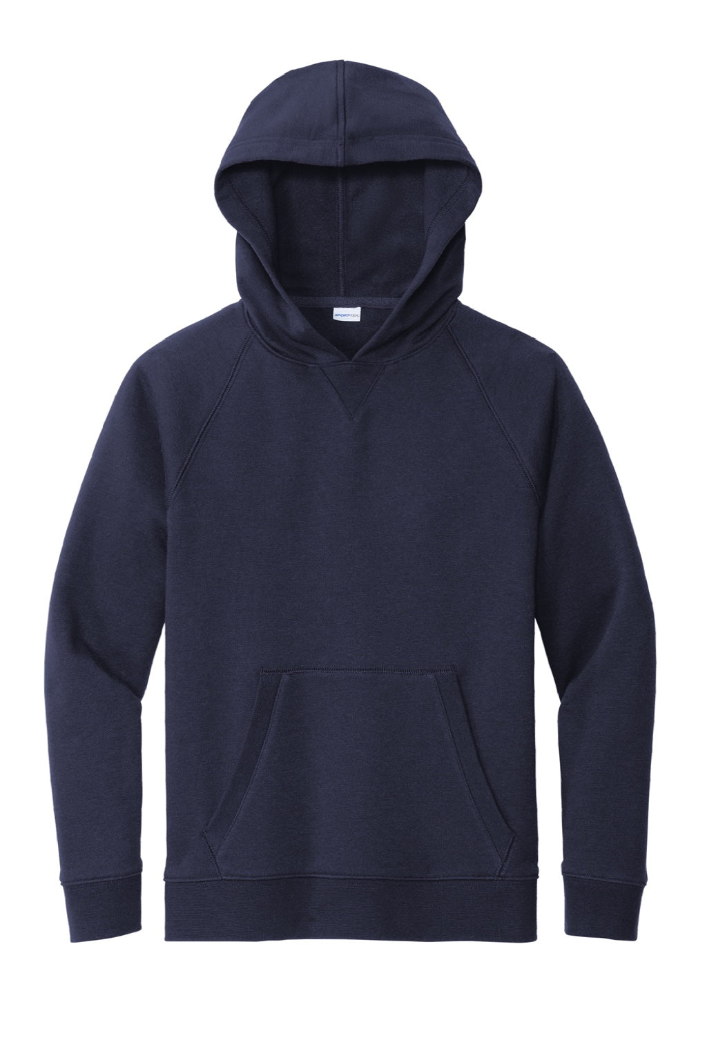 Sport-Tek YSTF200 Youth Drive Fleece Hooded Sweatshirt Hoodie w/ Pouch Pocket True Navy Blue Flat Front