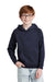 Sport-Tek YSTF200 Youth Drive Fleece Hooded Sweatshirt Hoodie w/ Pouch Pocket True Navy Blue Model Front