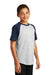 Sport-Tek YT201 Youth Short Sleeve Crewneck T-Shirt Heather Grey/Navy Blue Model 3q