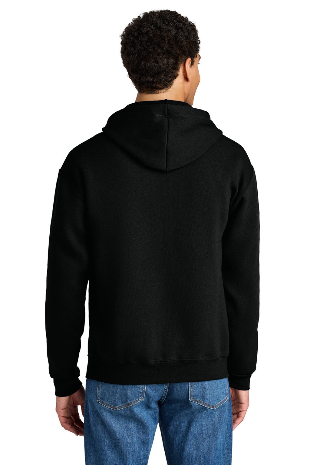 Jerzees Z12M Mens Rugged Full Zip Hooded Sweatshirt Hoodie w/ Pockets Black Ink Model Back
