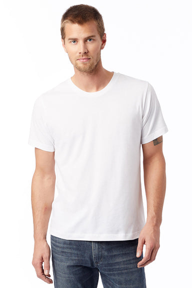 Alternative AA1070/1070 Mens Go To Jersey Short Sleeve Crewneck T-Shirt White Model Front