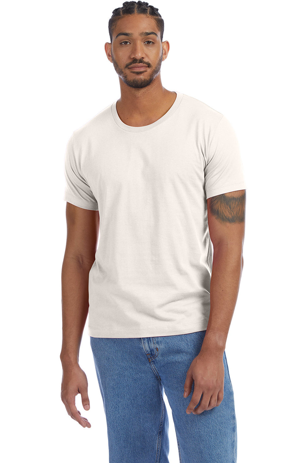 Alternative AA1070/1070 Mens Go To Jersey Short Sleeve Crewneck T-Shirt Natural Model Front