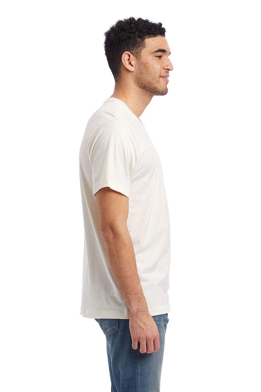 Alternative AA1070/1070 Mens Go To Jersey Short Sleeve Crewneck T-Shirt Natural Model Side