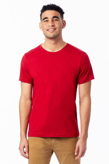 Alternative AA1070/1070 Mens Go To Jersey Short Sleeve Crewneck T-Shirt Apple Red Model Front