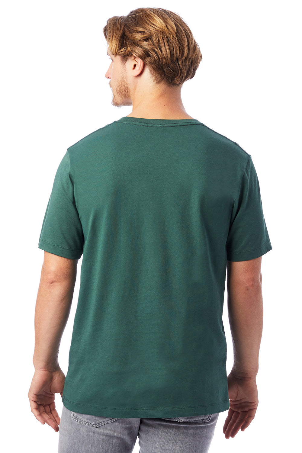 Alternative AA1070/1070 Mens Go To Jersey Short Sleeve Crewneck T-Shirt Pine Green Model Back