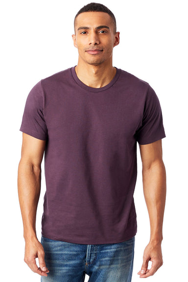 Alternative AA1070/1070 Mens Go To Jersey Short Sleeve Crewneck T-Shirt Dark Purple Model Front