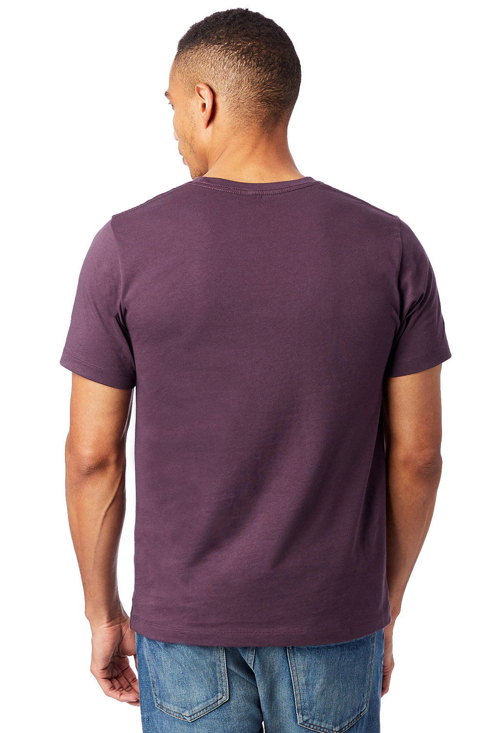 Alternative AA1070/1070 Mens Go To Jersey Short Sleeve Crewneck T-Shirt Dark Purple Model Back